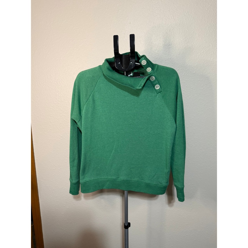 J.Crew Green Button Funnel Neck Raglan Sweatshirt Large L